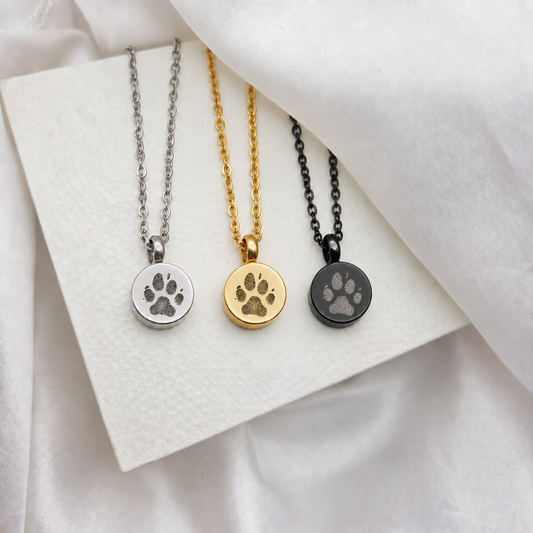 Their Print Stays Close Glass Pet Urn Necklace