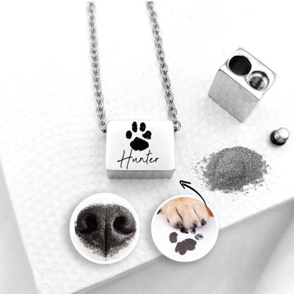 Collar de urna rectangular con huella dactilar para cenizas humanas.