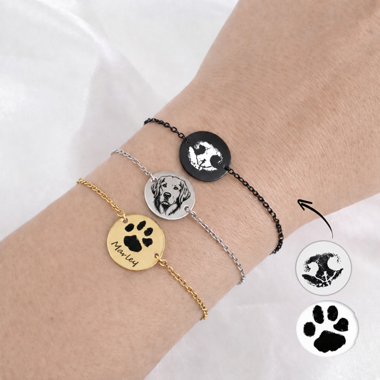 Paw prints in my heart - Custom pet bracelet