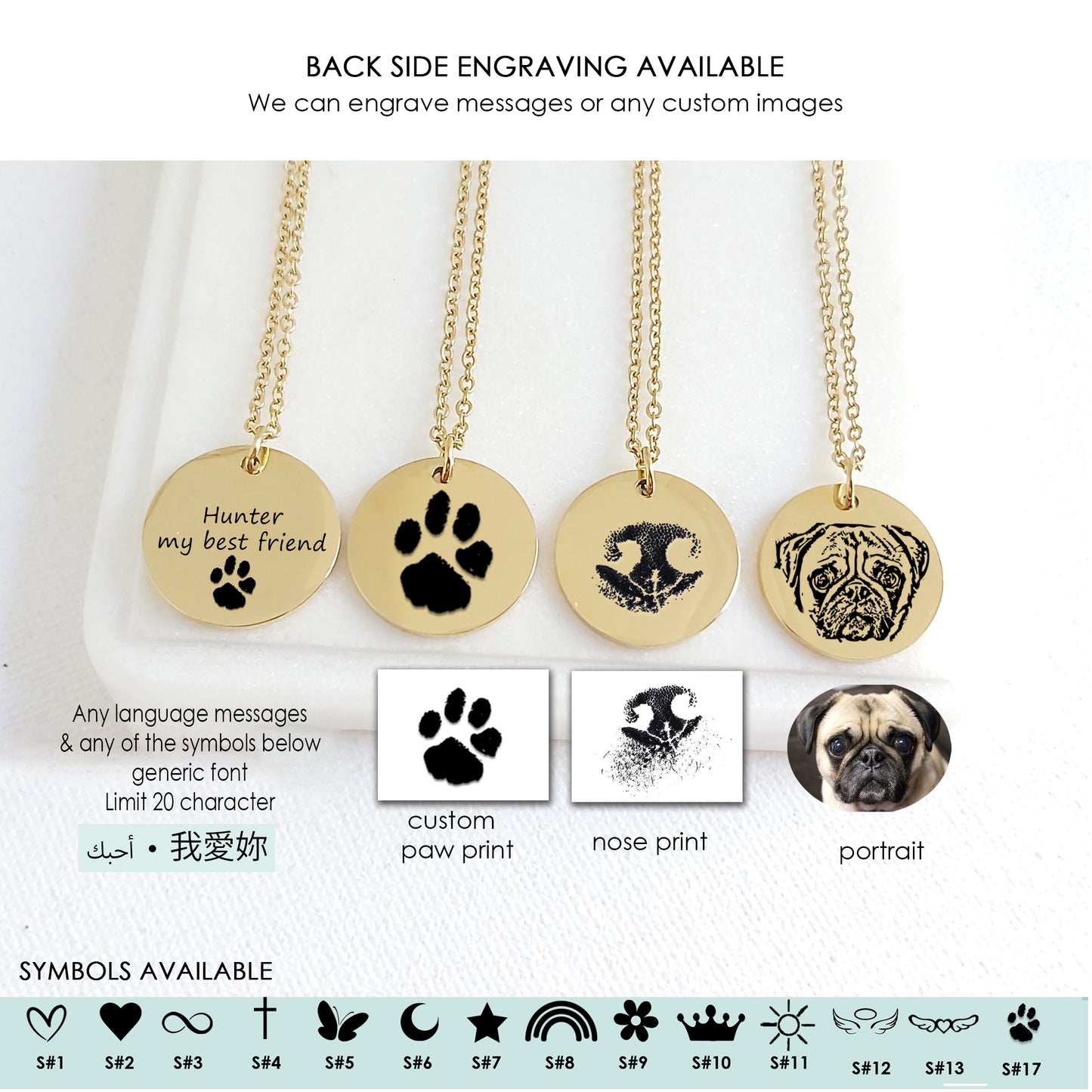 Paw print heart locket necklace with photo.