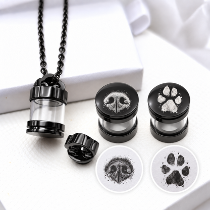 Collier commémoratif en forme d'empreinte de patte d'animal pour cendres et cheveux