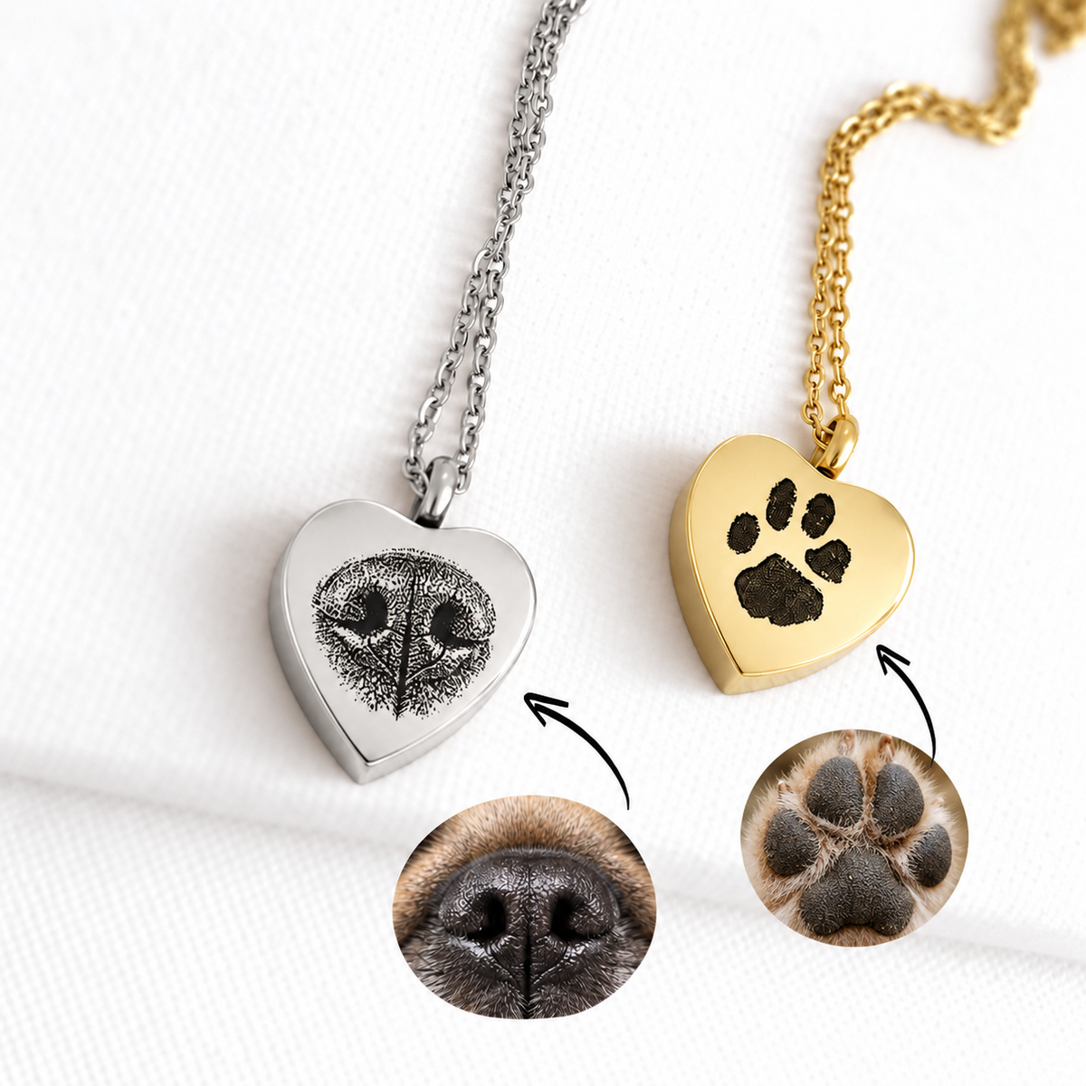 Their Print on My Heart Pet Urn Necklace