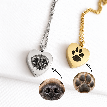 Their Print on My Heart Pet Urn Necklace