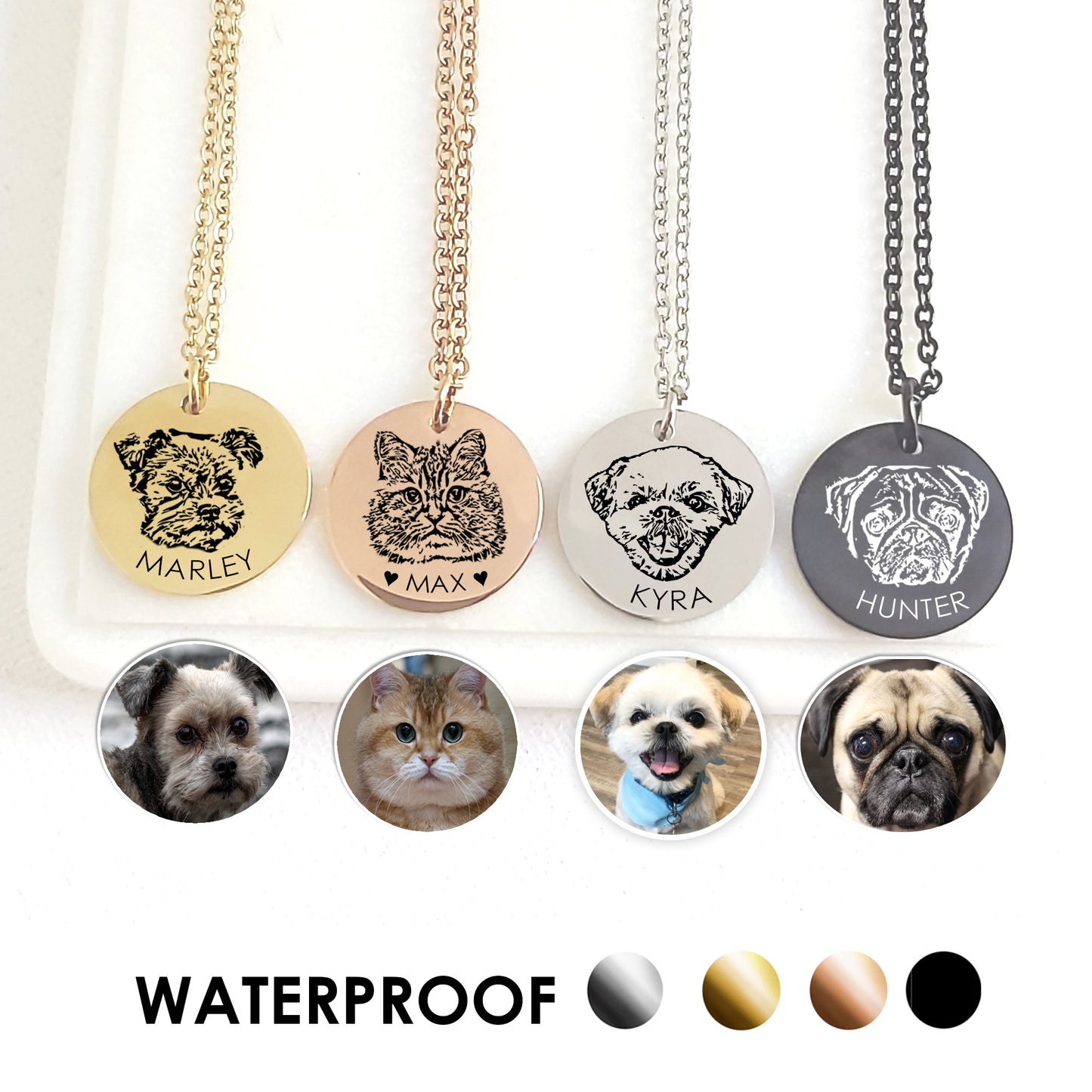 Custom pet portrait necklace