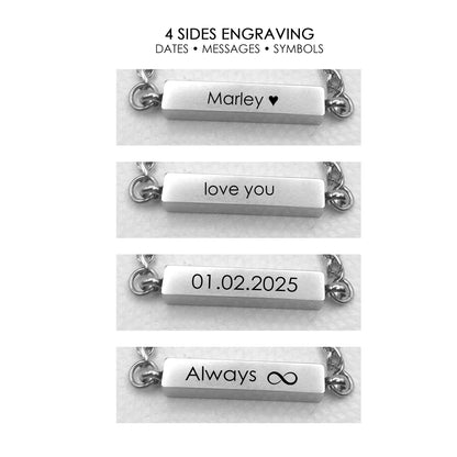 Bracelet urne gravé personnalisé pour cendres.