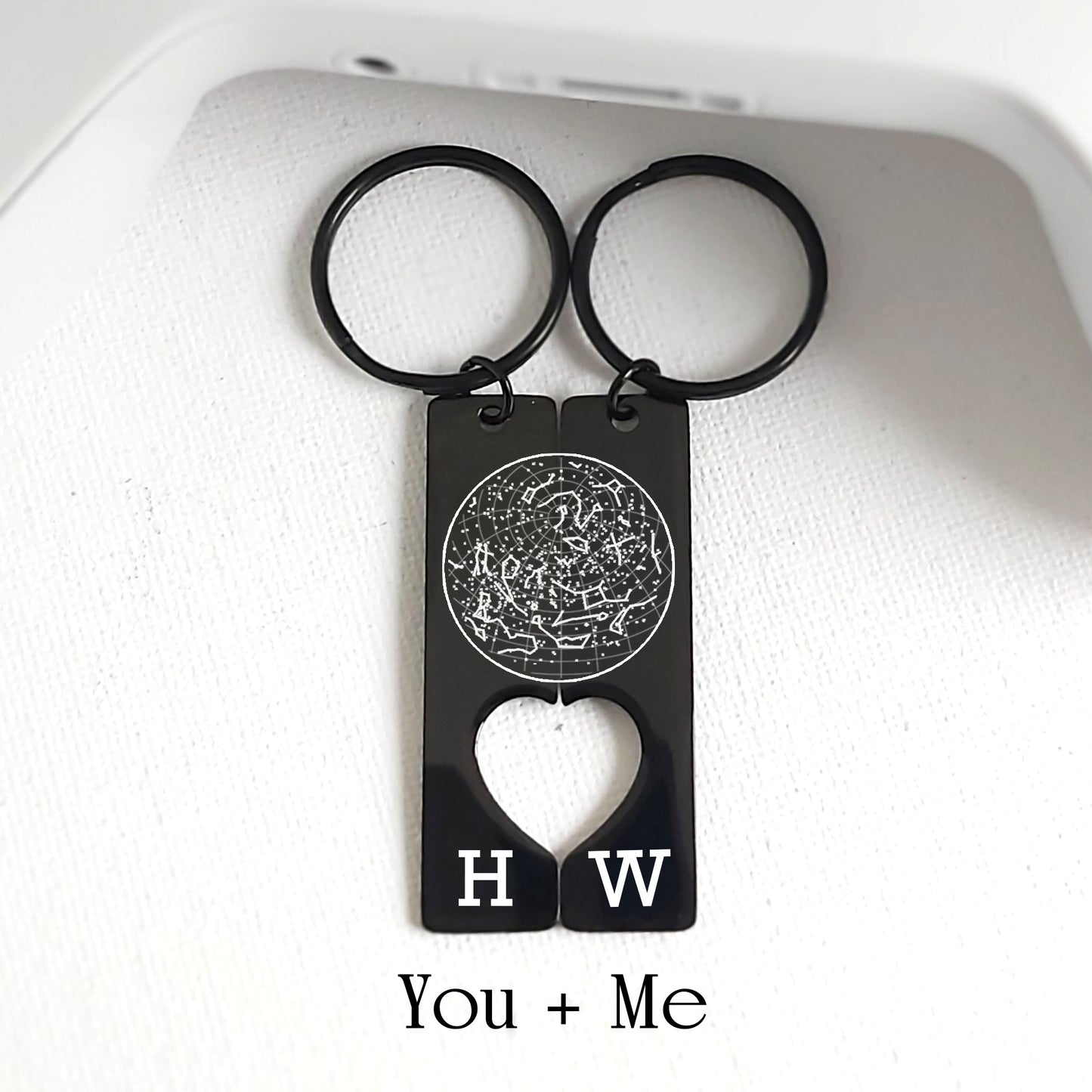 Custom star map matching set  keychain