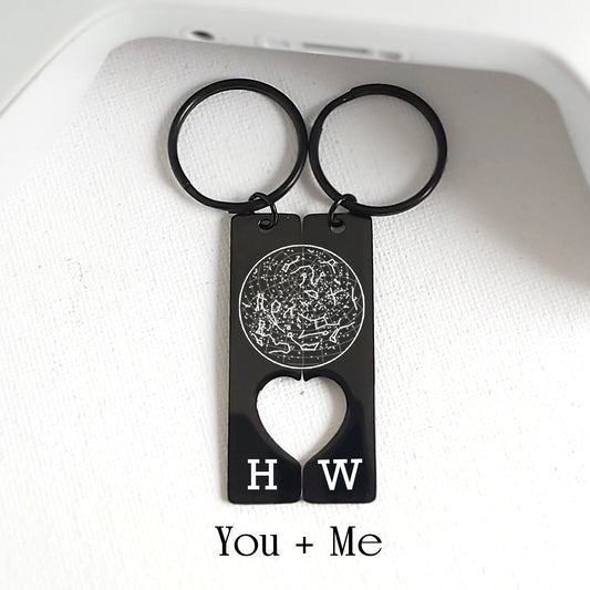 Custom star map matching set  keychain