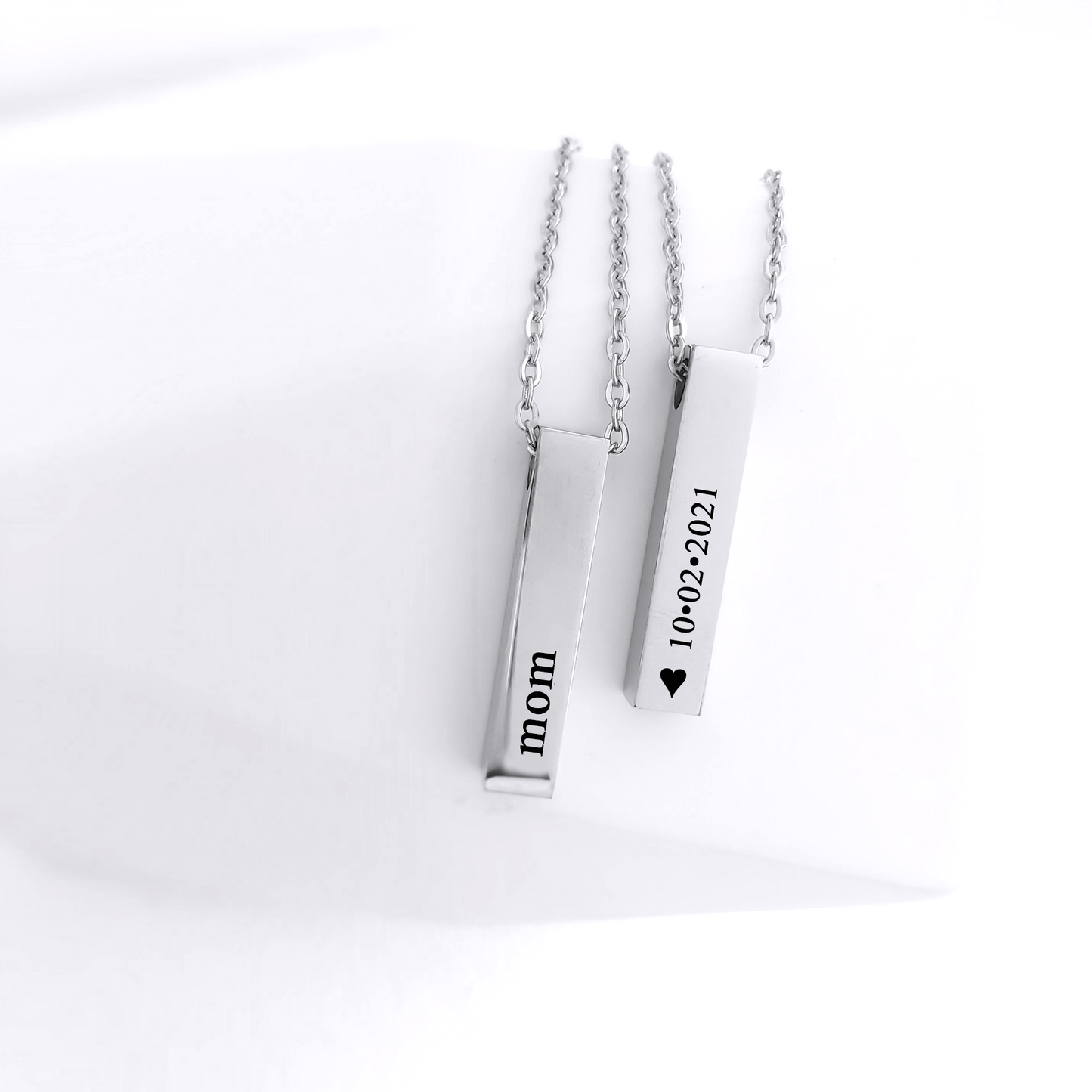 Personalized cremation bar urn necklace for ashes.