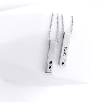 Personalized cremation bar urn necklace for ashes.