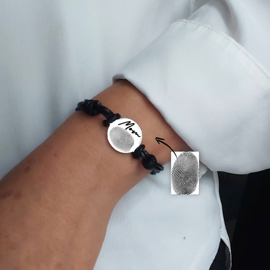 Custom thumbprint leather bracelet