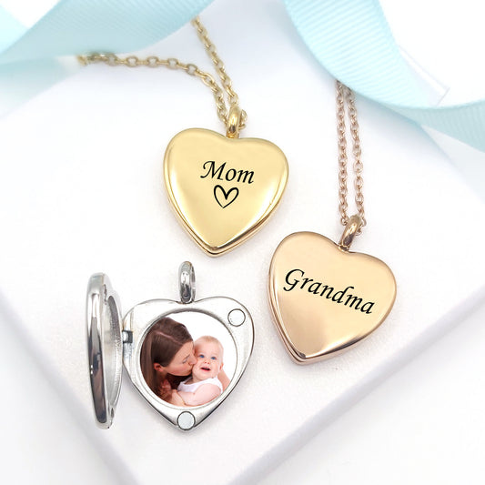 Heart locket for mom and grandma with photos.