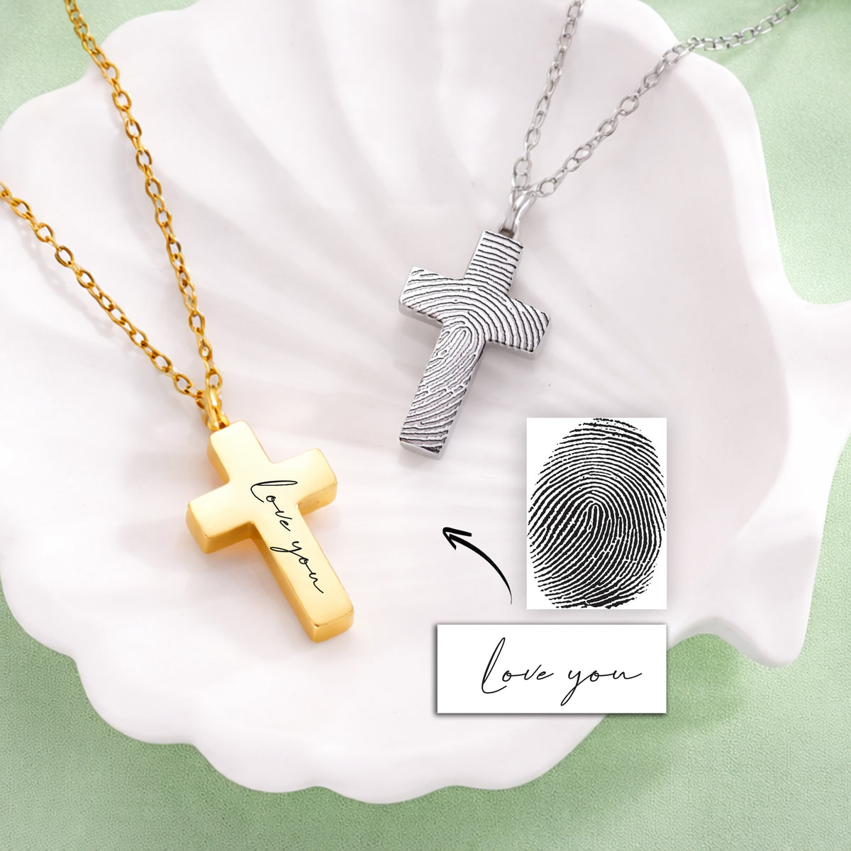 Collier d'urne personnalisé avec empreinte digitale pour cendres humaines.