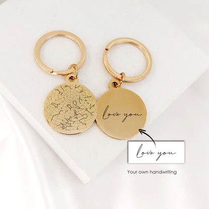 First time dad and mom star map keychain