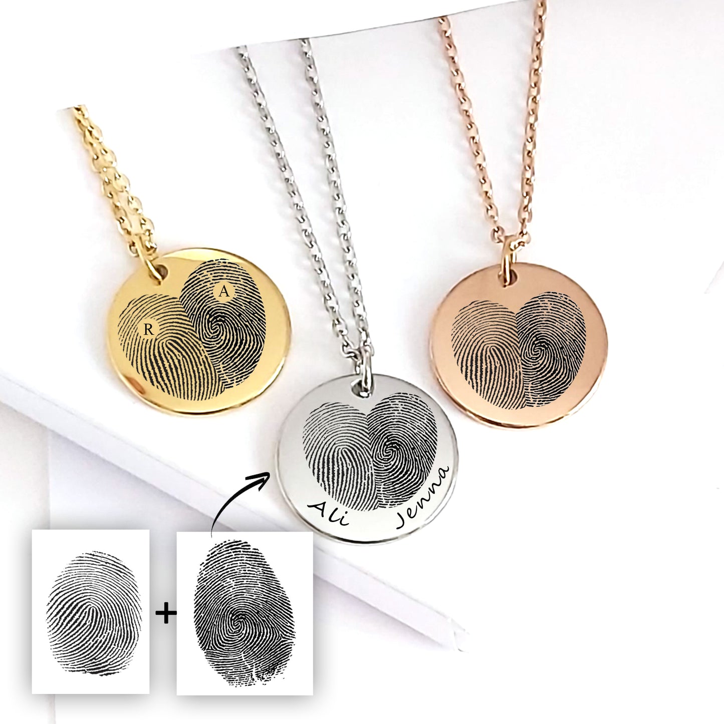 Collier d'empreinte digitale personnalisé pour elle et lui
