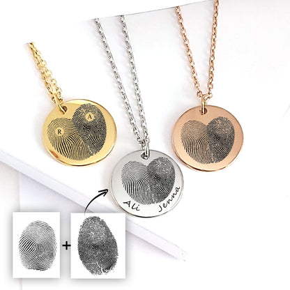 Collier d'empreinte digitale personnalisé pour elle et lui