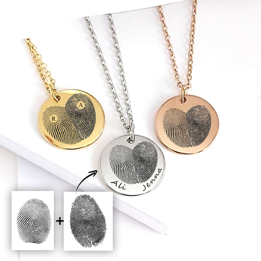 Collier d'empreinte digitale personnalisé pour elle et lui