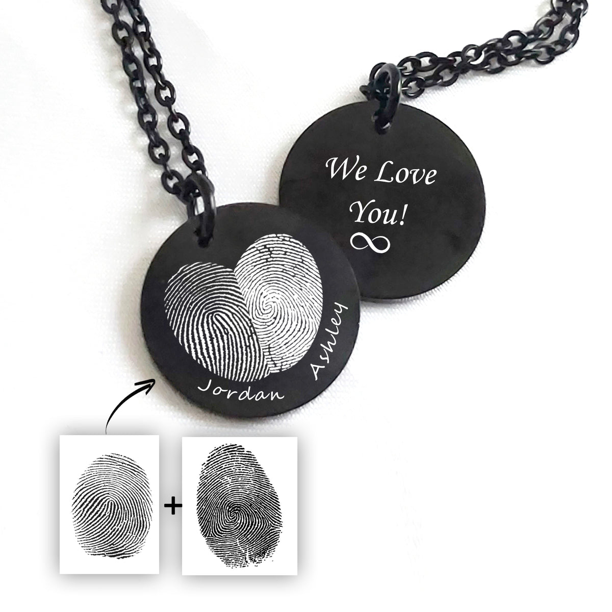 Collier d'empreinte digitale personnalisé pour elle et lui