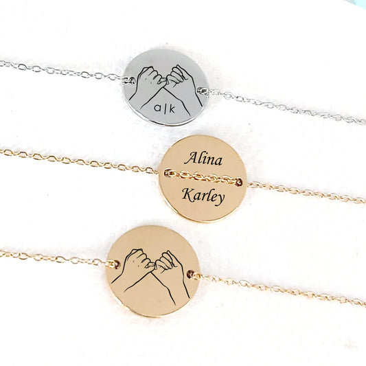 Custom pinky promise bracelet for best friend