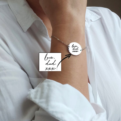 Actual handwriting coin bracelet