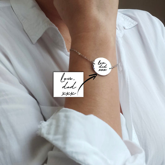 Actual handwriting coin bracelet