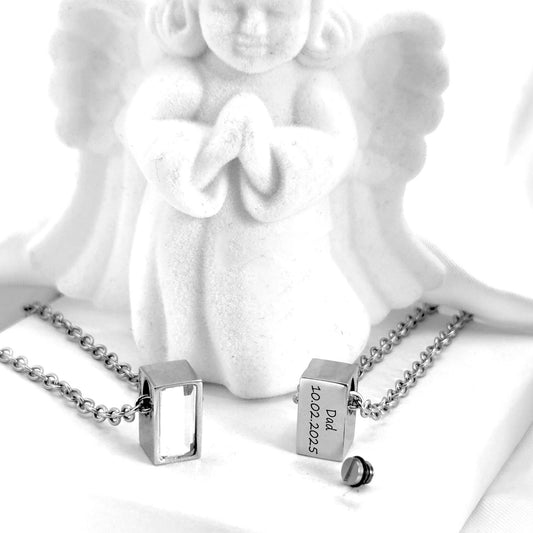 Custom cremation tiny crystal urn necklace for ashes. - mobimomentos