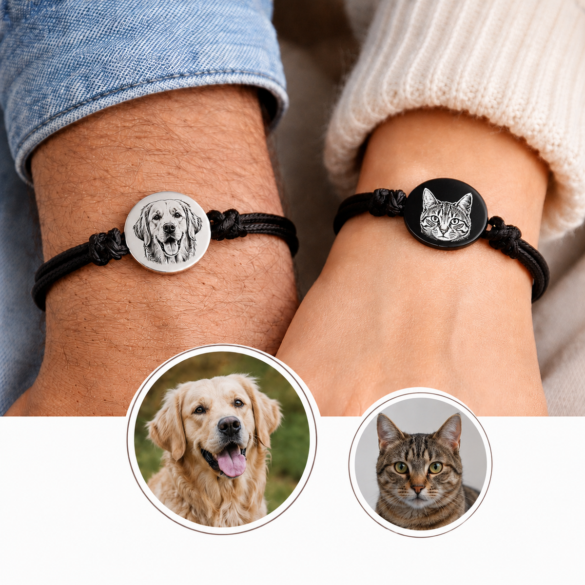 Always close - Custom pet portrait adjustable bracelet.