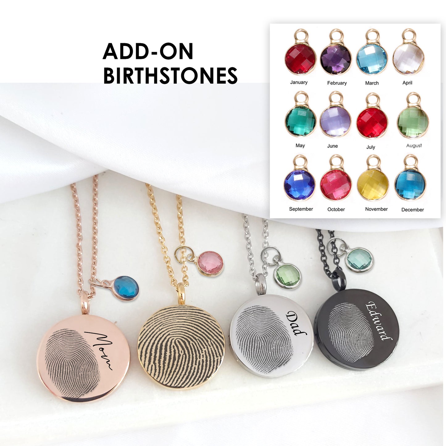 Memorial thumbprint locket with photos and engraving.