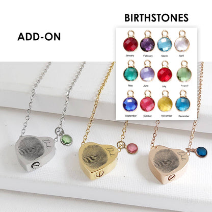 Memorial thumbprint heart urn necklace for human ashes. - mobimomentos