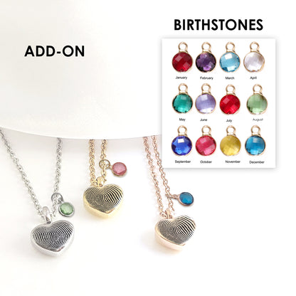 Personalized thumbprint heart urn necklace for human ashes.