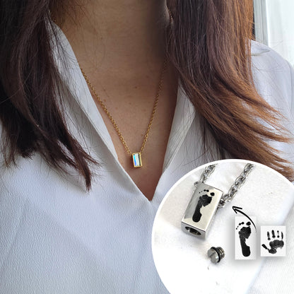Your Smallest Footprint — Baby Memorial Dainty Crystal Urn Necklace