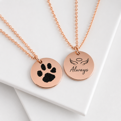 Paw prints in my heart - Custom pet necklace.