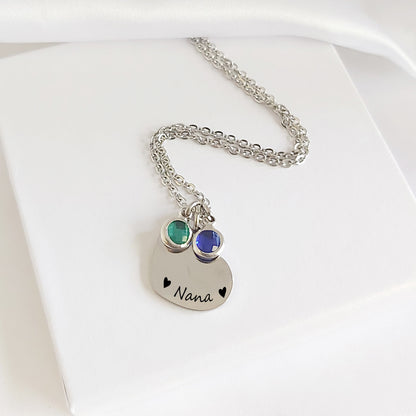 Grandma and mom heart necklace with kids birthstones.