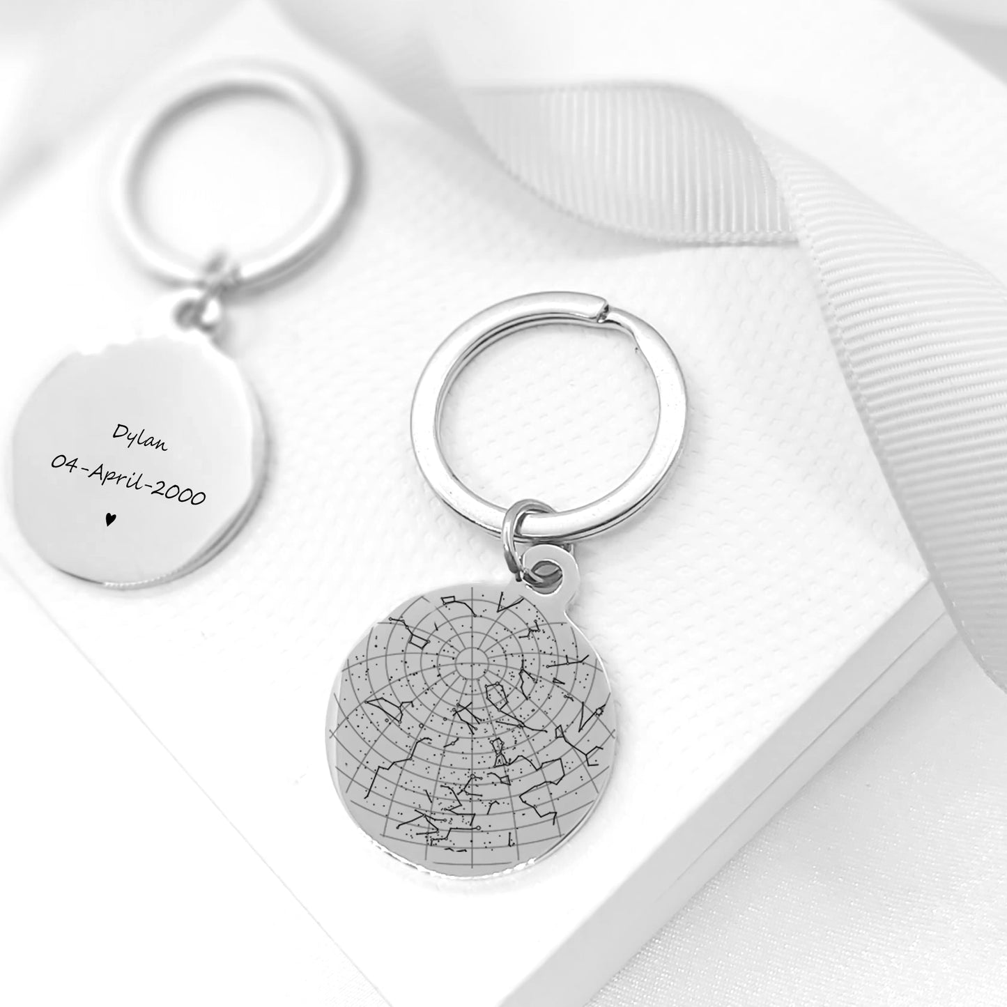 First time dad and mom star map keychain