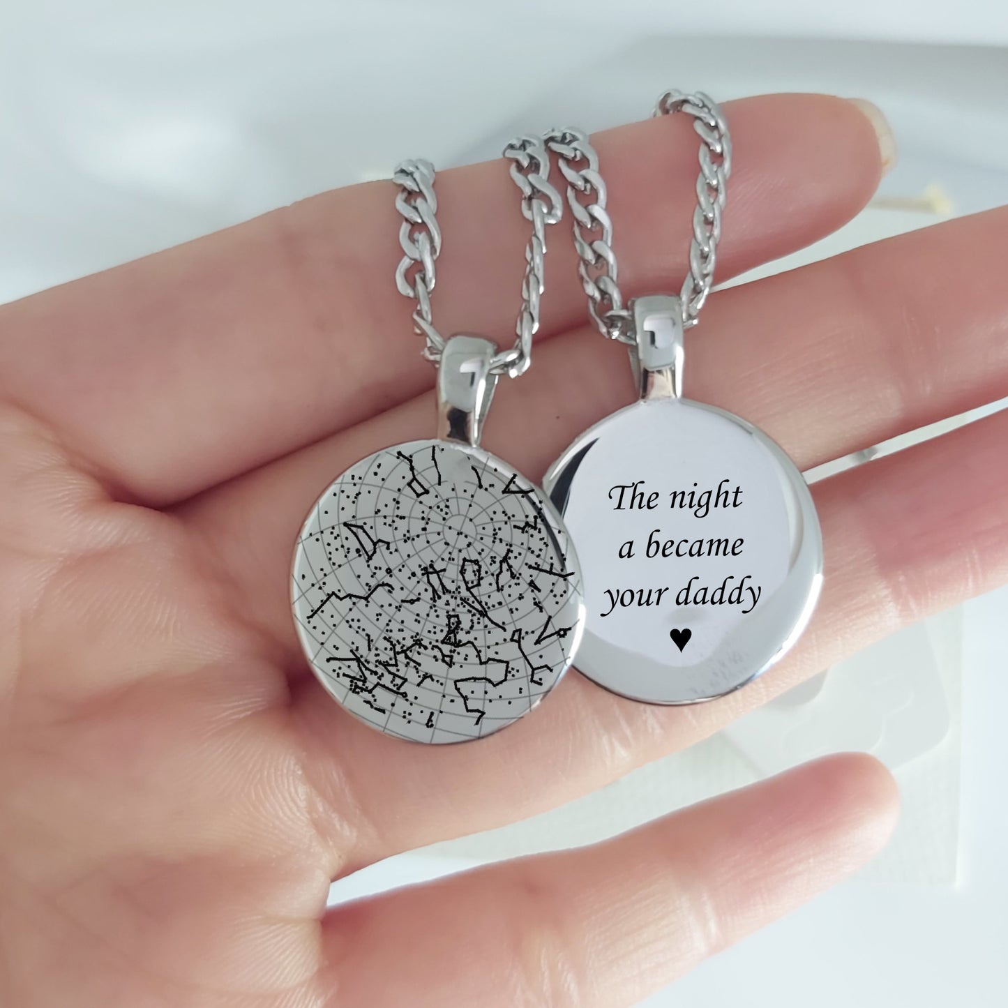 Custom Star Map Necklace for Dad and grandad, New Dad Gift, First Time Dad Keepsake.