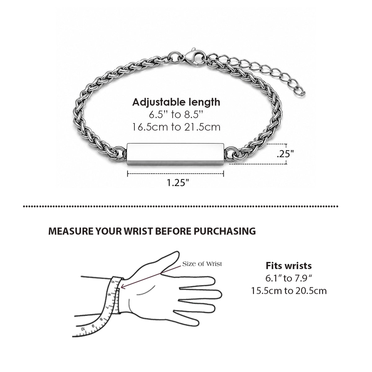 Bracelet urne gravé personnalisé pour cendres.