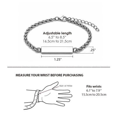 Bracelet urne gravé personnalisé pour cendres.
