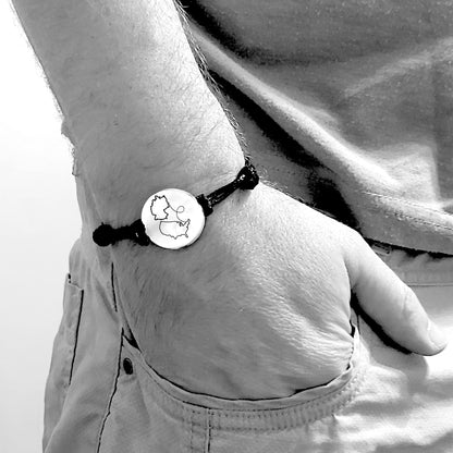 Two Maps Long Distance Bracelet