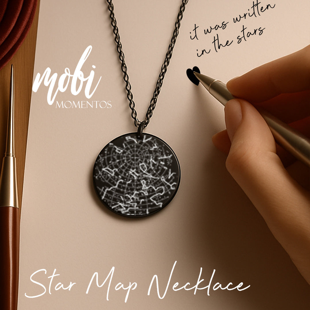 Collar de mapa estelar personalizado para ella y para él.