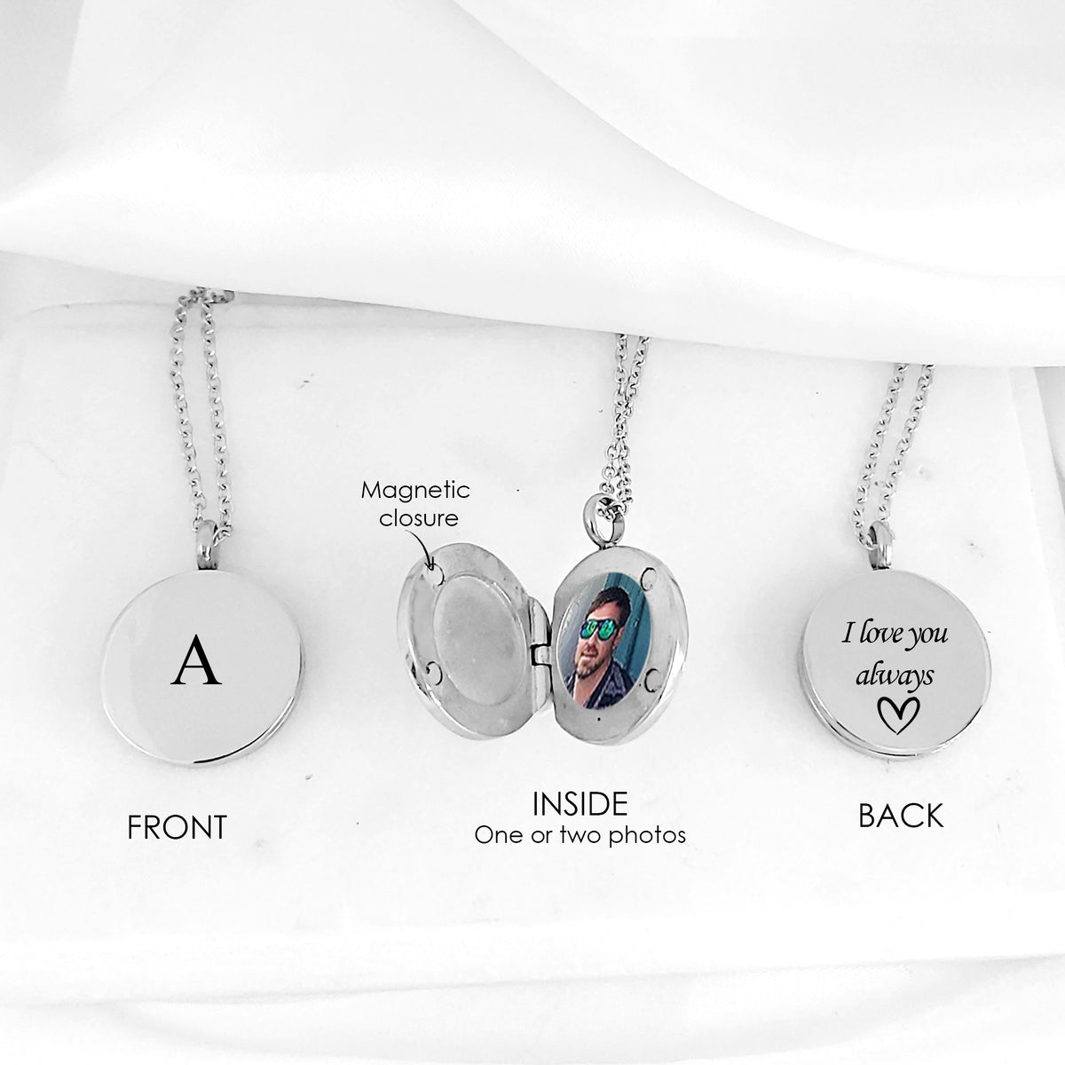 Medallón para hombre grabado con nombres e iniciales