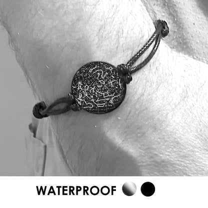 Bracelet en cuir personnalisé avec carte des étoiles pour femme