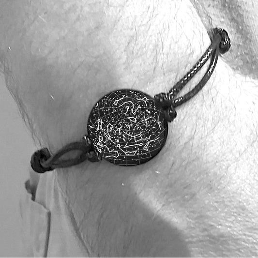 Bracelet en cuir personnalisé avec carte des étoiles pour femme