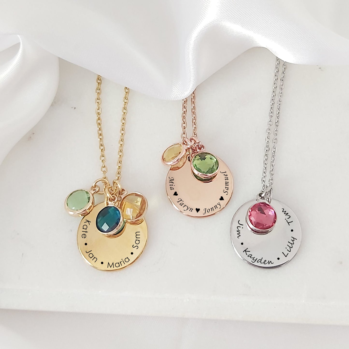 Grandma necklace with kids birthstones and names