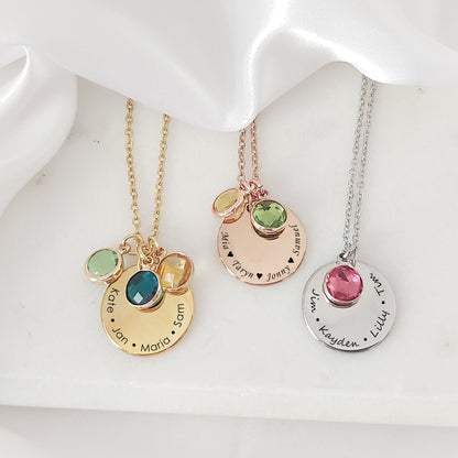 Grandma necklace with kids birthstones and names