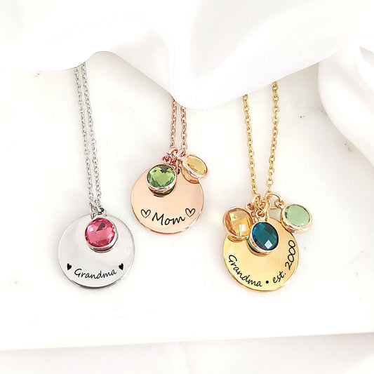 Grandma and mom necklace with kids birthstones.