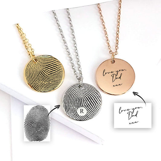 Custom thumbprint necklace for her and him