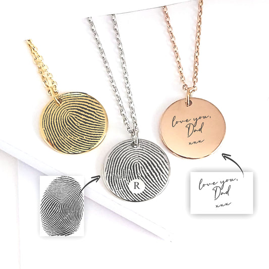 Custom thumbprint necklace for men and women.
