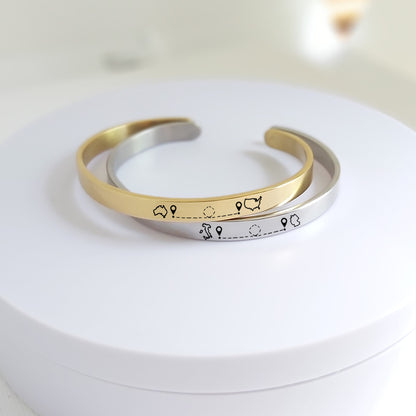 Two map bangle bracelet for men and women