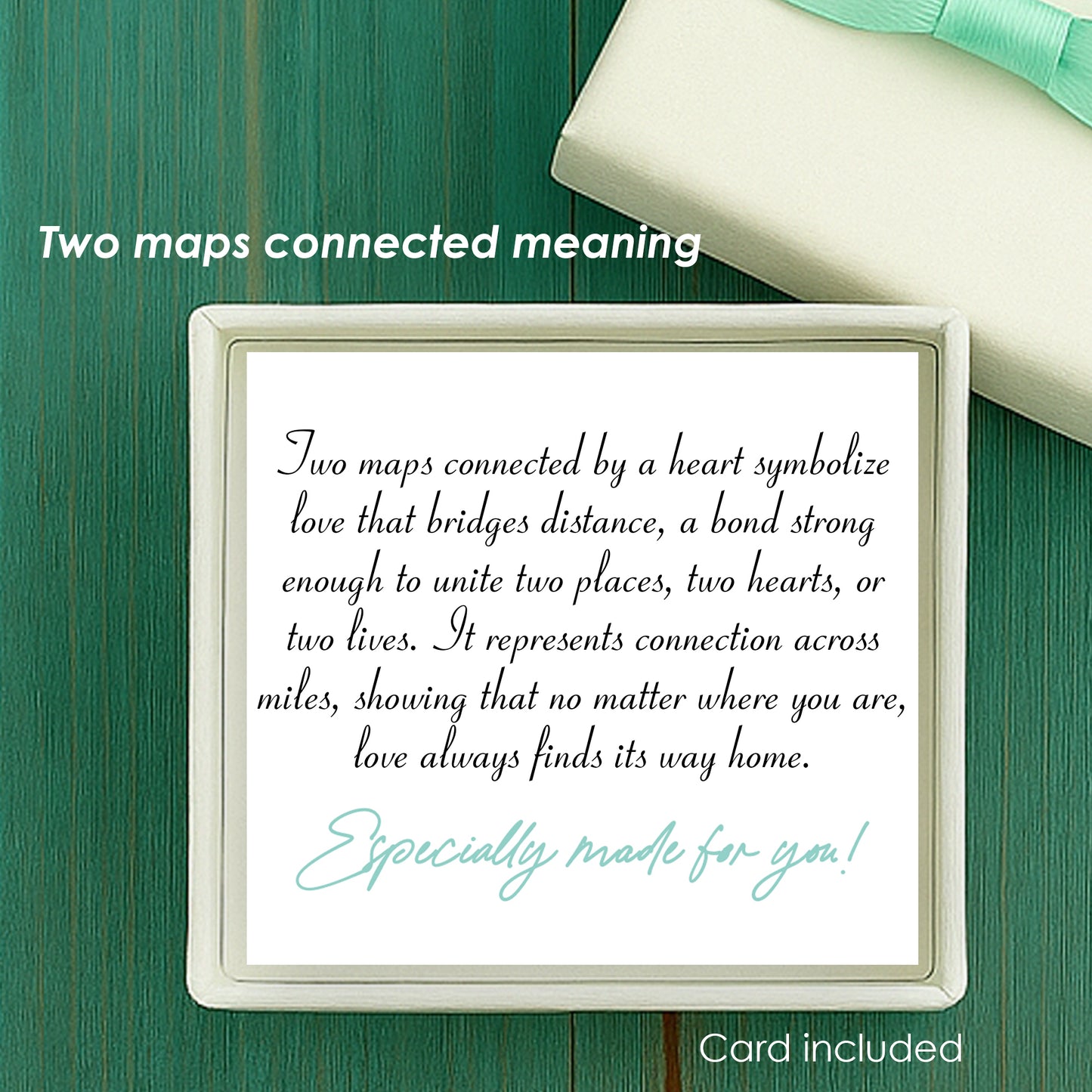 Custom Two Maps Necklace – Long Distance Love Pendant, Always Together Engraved Jewelry