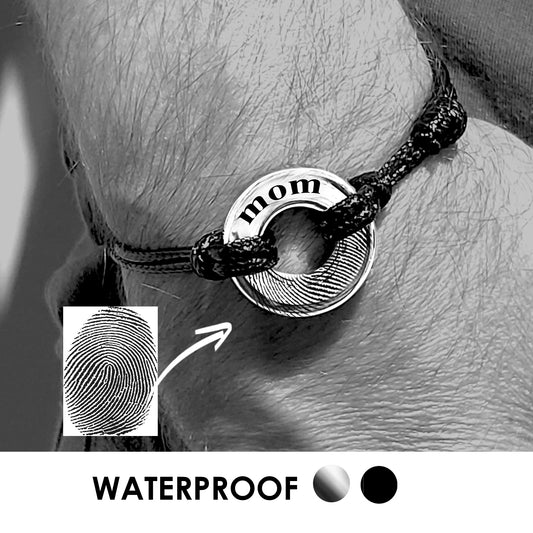Custom thumbprint round urn bracelet for ashes.