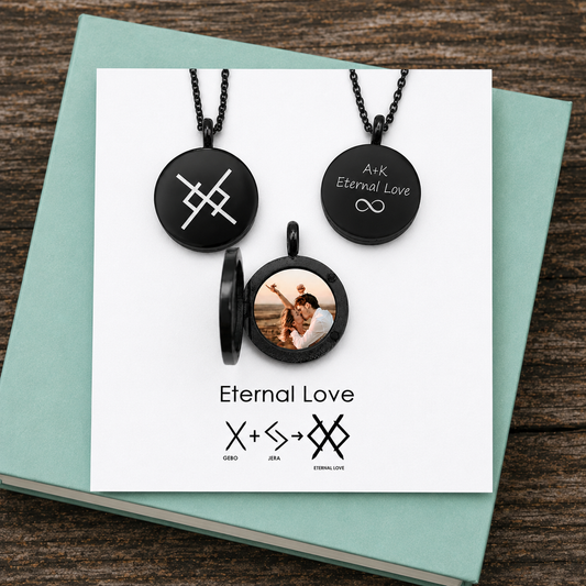 Eternal love Viking love symbol locket with photo for her and him.